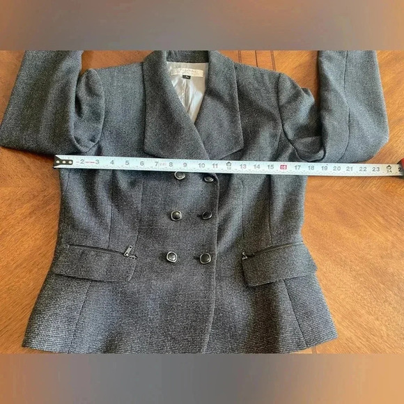 Tahari Arthur S Levine Women's Wool Blazer Jacket Lined Black/Gray Cropped 6 EUC - Picture 12 of 13